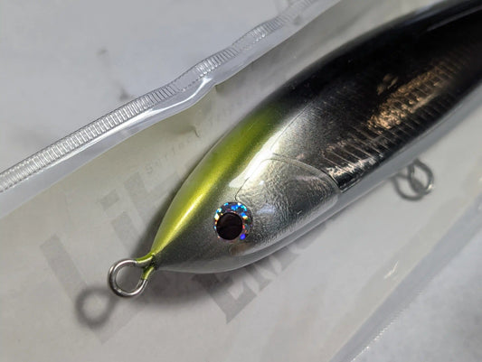 Fish Trippers Village Liber Tango Emocion 200 Ver HD Topwater Stickbait Chart Head Black Back