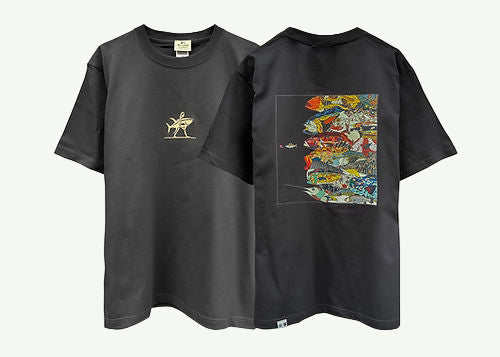 海军服装鱼群图案T恤