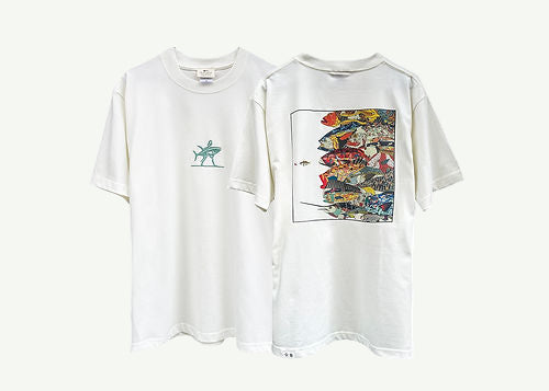 海军服装鱼群图案T恤