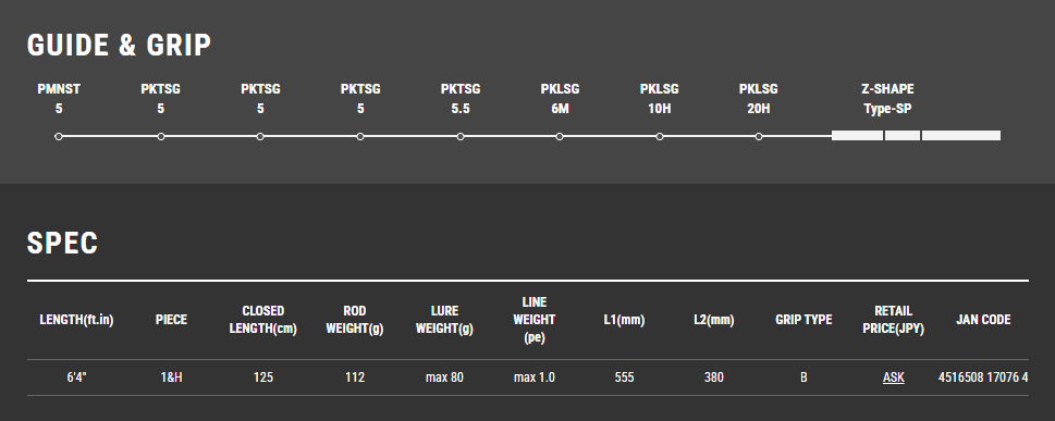 Tailwalk L-JIGGYS SSD S6400 FSL 超轻型路亚竿